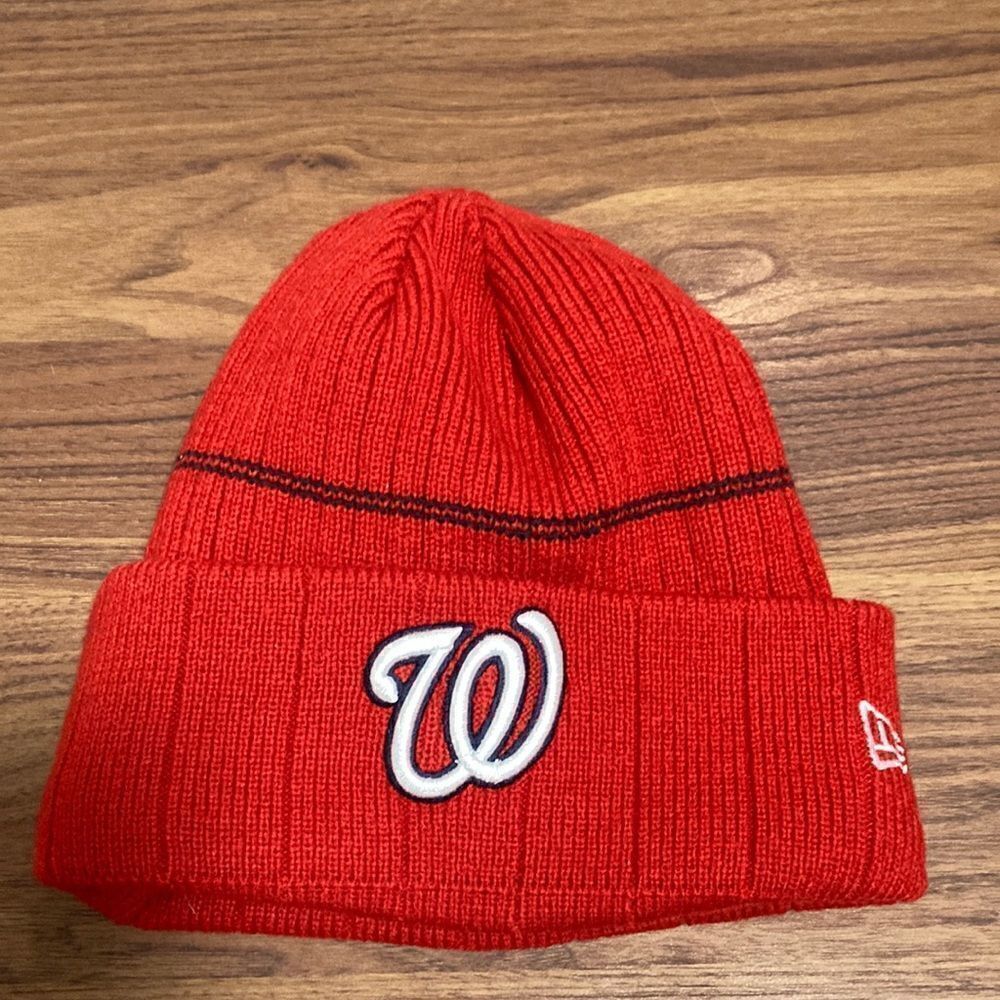 Washington Nationals Adult Team Issued On Field Cuffed Knit Cap. Size Med/Lg.